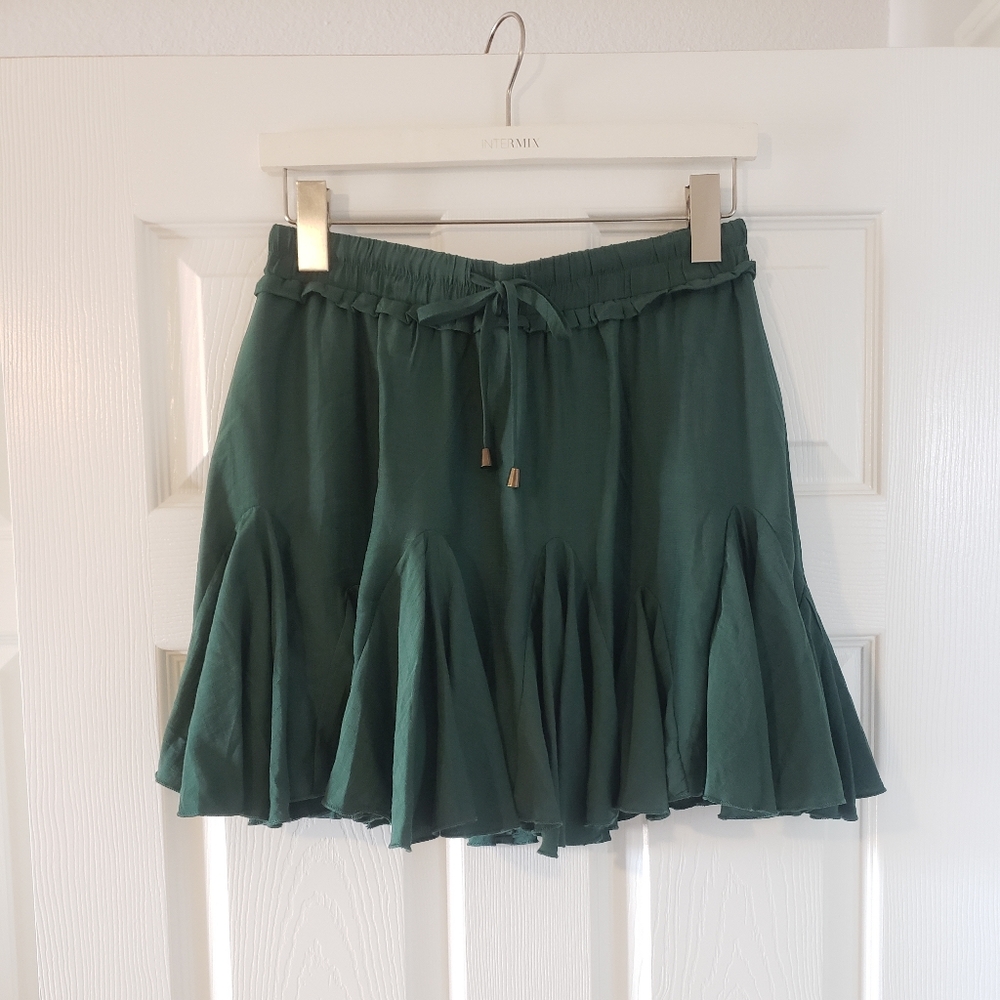 Pleated Green Skort
